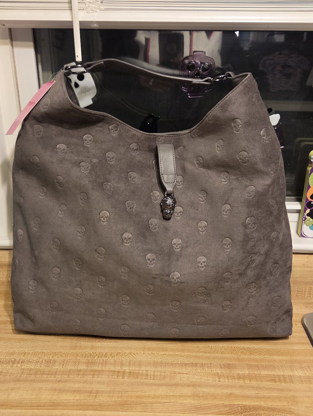 Betsey Johnson NWT Suede Skull Hobo Bag